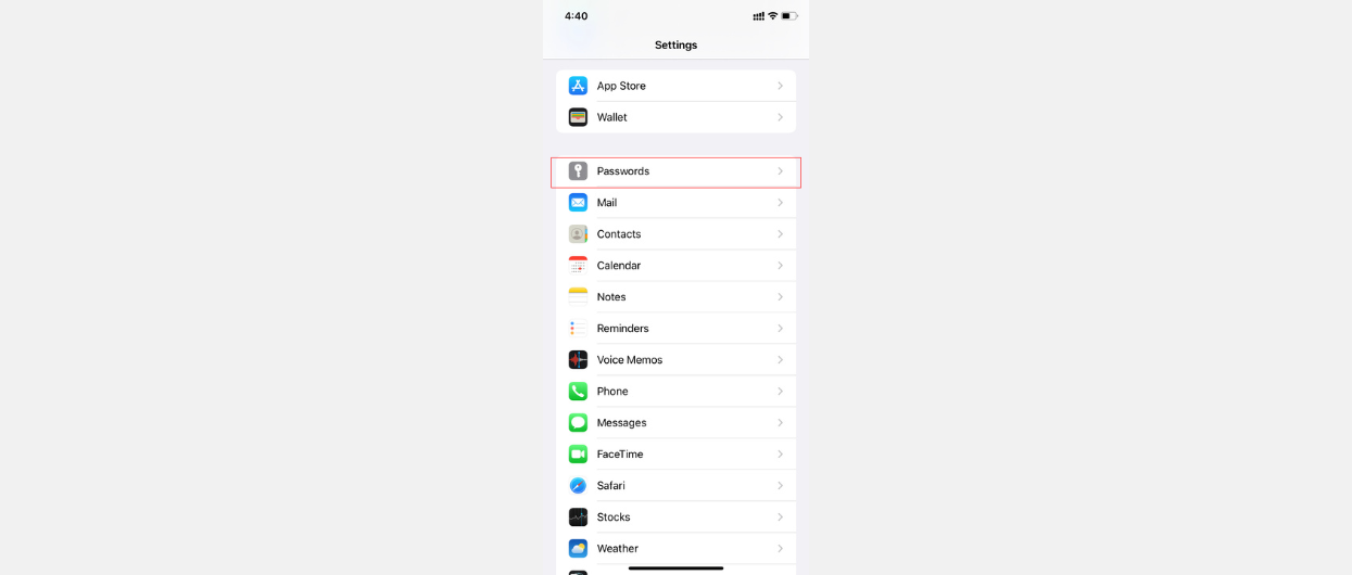 Reset notes password Click on Password
