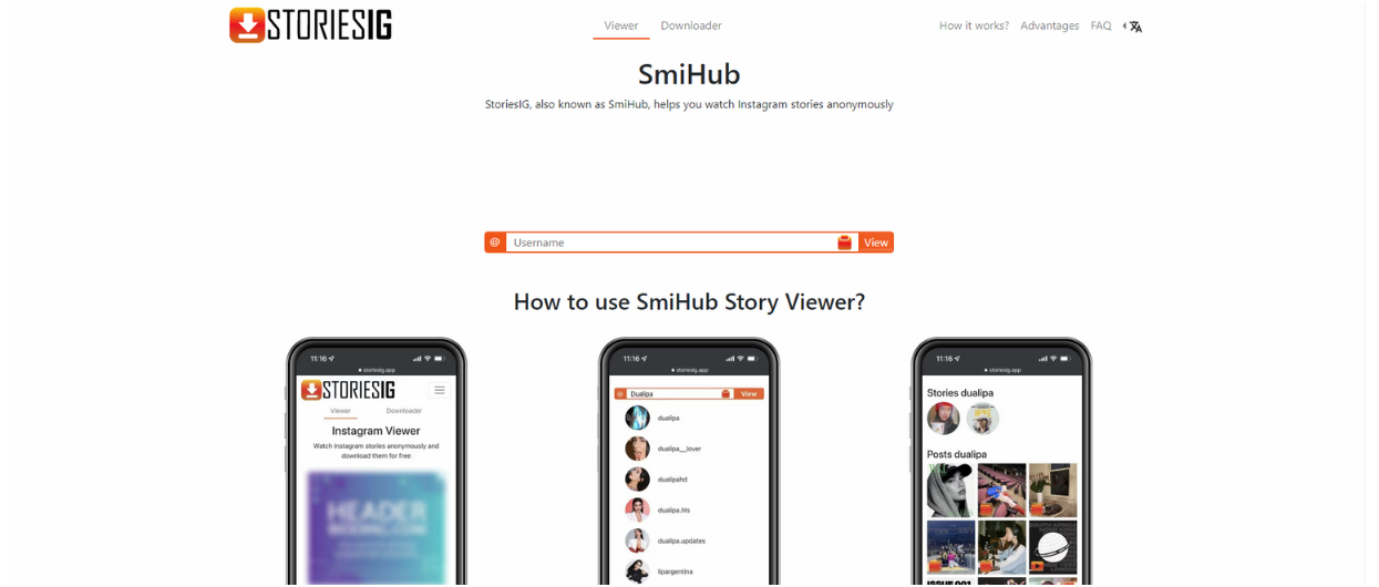 SmiHub site similar to Imginn